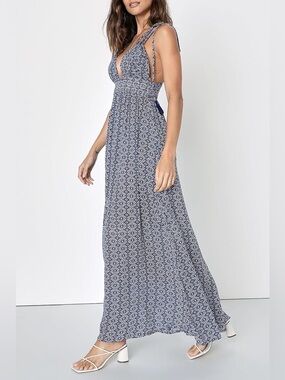 Lulus Field Day Tie-Strap Maxi Dress